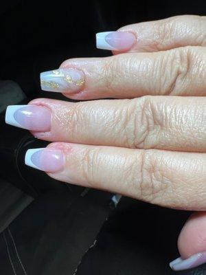 Acrylic French manicure.