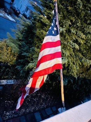 Old Glory is frozen, but she'll break on through as usual!