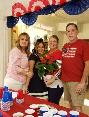 Fourth of July Celebration! Wyley and Miriam Williamson and t
favorite Home Health aid with her sweet daughter!