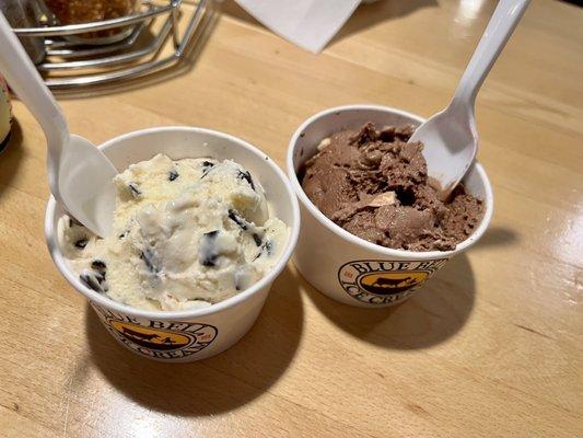 Blue Bell ice cream. Chocolate Chip Cookie Dough and Rocky Road.