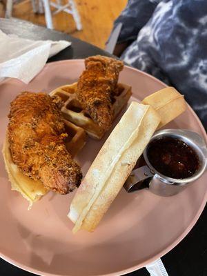 Chicken and waffles made to your choosing of spicy!