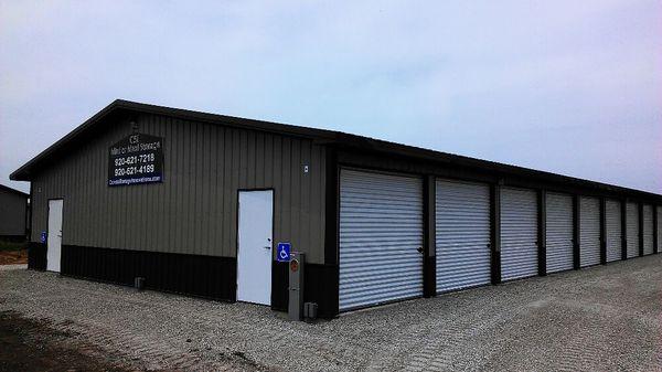 This is our standard mini storage building. We offer for sizes of storage units: a 10 x 10, a 10 x 20, a 10 x 30, and a 10 x 40.