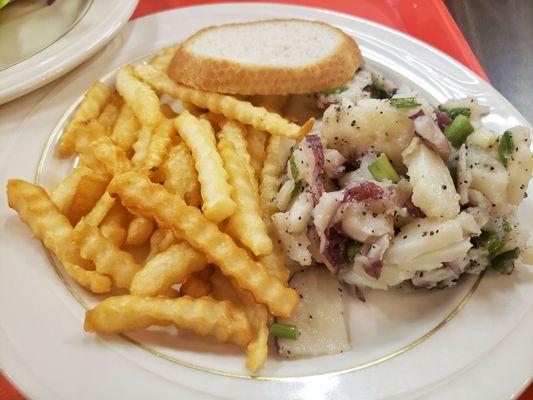 Fries and potato salad