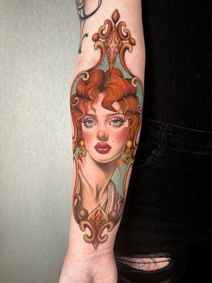 Neotraditional Victorian Color Portrait by Violeta @violetattooist