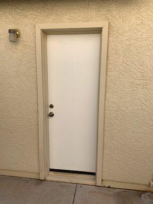 New fiberglass garage service door