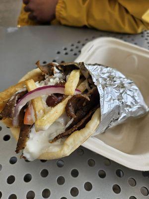 Mixed chicken and beef gyro