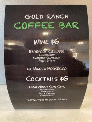 Alcohol menu specials