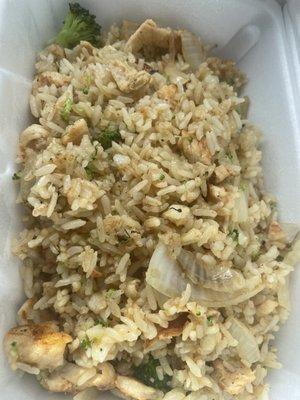 Chicken fried rice only broccoli and onions