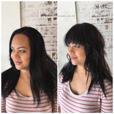 Before and after textured haircut (text for bookings*** 562.257.6164 @hairbylaura.dee