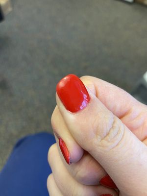 3 day old nail tip of thumb gloss coming off