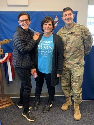 Our friend and recruiter, SSgt Bryan Pyszk with our daughter Charlotte.