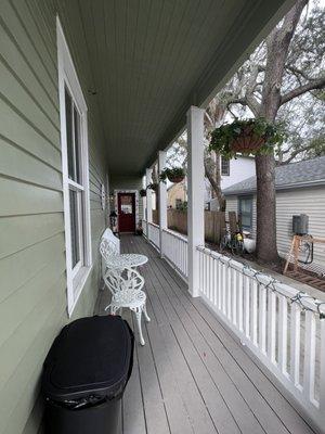 Front porch seating. There is more on the front railing area.