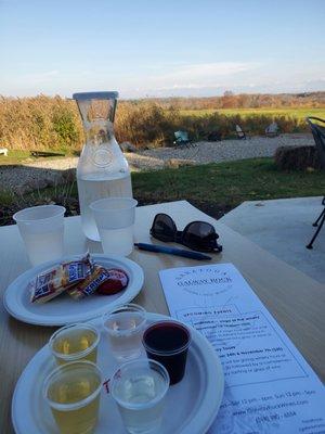 The Governor's cheese wheel along with a 5 wine tasting.