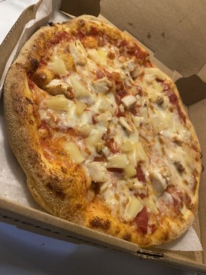 Chicken and pineapple pizza.