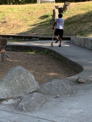 Large drops down from concrete, not safe for younger bikers