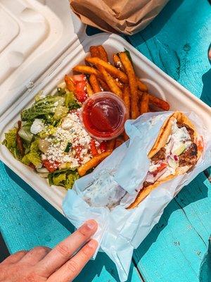 Gyro with fries and salad