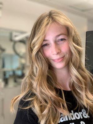 Hand painted honey-blonde balayage- illuminage. 20 inches length-5 hours