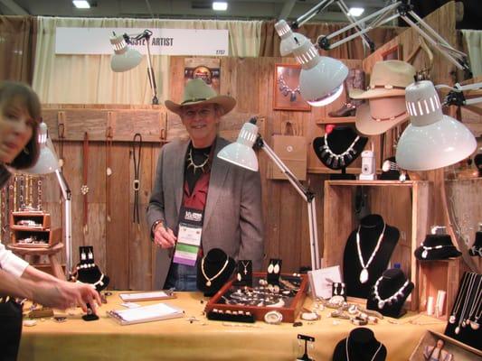 Jewler / Artist  Rex Foster from Comfort, TX, sells his beautiful bone jewlery @ the Dallas Safari Club Convention January 2012.