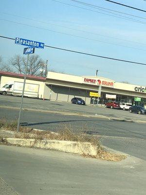 Cross streets of location and a view across the business.