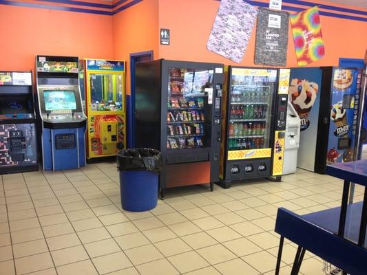 Have a snack or kill some time with our arcade games.