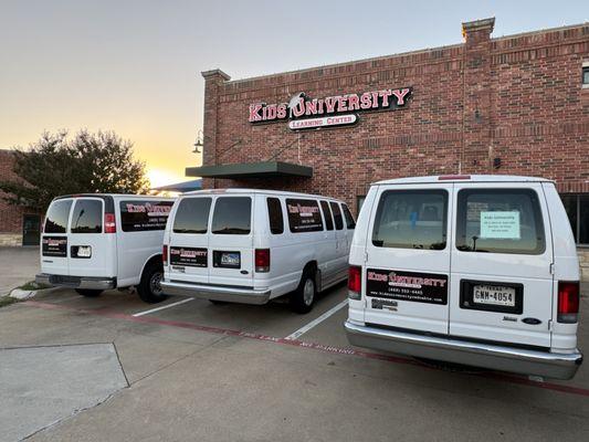 Our fleet of vans used to transport kids from schools.