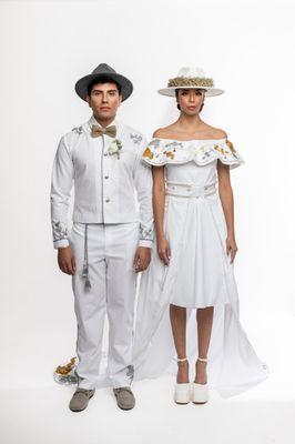 Graceful Wedding Gown & Fine Ethereal Groom's Matching Shirt and Pant by Alvin Alan Fashion LLC