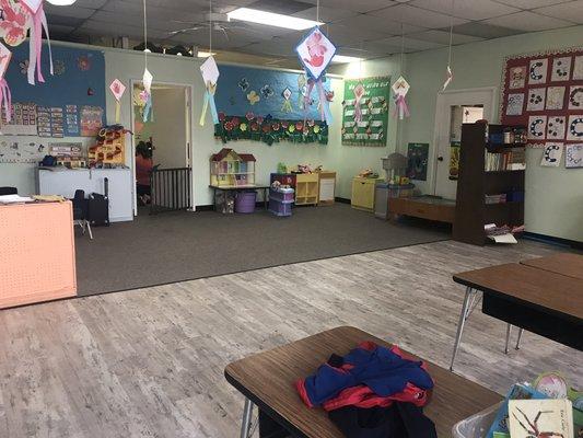 Potty trained 2 year old classes with new carpet, floor and fresh paint.