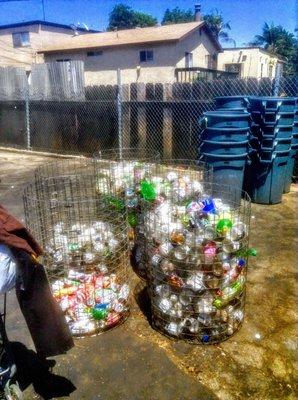 6 six months of saving plastic ,glass &aluminum cans  my backyard !