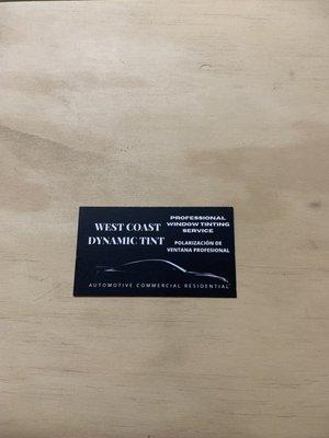 Front of Business Card