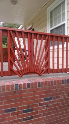 Custom made sun-burst porch railing.