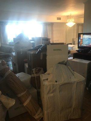 After dumping everything the movers complained there was no room to assemble the furniture as per the contract.