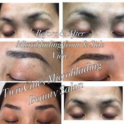 Front and side view of Microblading