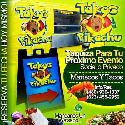 We also offer private catering food, you can pick either Tacos(4 dif Meats) or Seafood(ask)