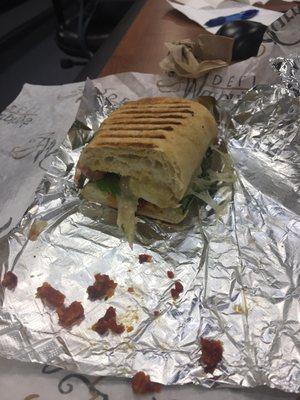 Chicken Sun-dried Tomato Panini........my coworker doesn't understand Yelp etiquette and started eating before picture time.