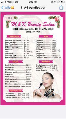 Price list...