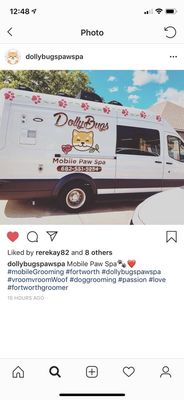 Amazing Mobile Dog Groomer in the Fort Worth, Aledo, Grapevine, Arlington Texas areas. DollyBugs Paw Spa :)