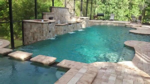 Vanishing Edge, Paver Deck, Bullnose Brick In Ground Swimming Pool