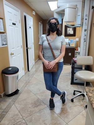 Patients wearing facemask to protect herself and others inside the Clinic.