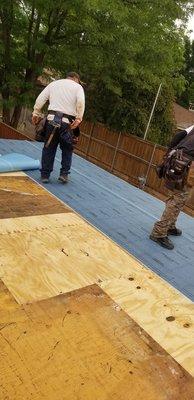 Corey and his team replaced water damaged deck boards.