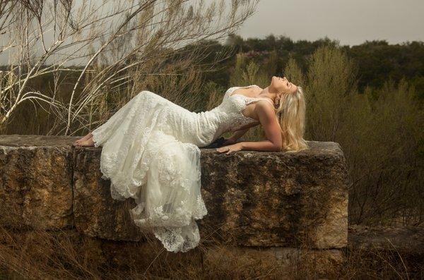 Claire doing bridals in Austin Tx in the hill country.