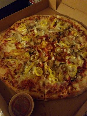 Mushrooms and banana peppers