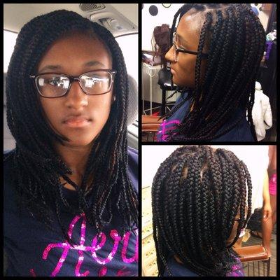 Box braid "bob" on longer hair