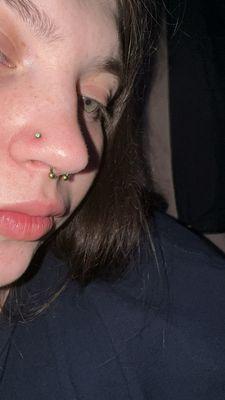 A nostril piercing.