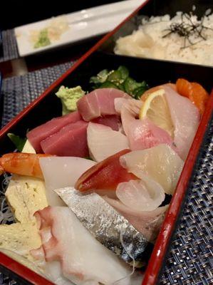 Chirashi. A wonderful selection that provides a cascade of flavor from perfect cuts of fish.