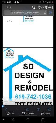 SD Design and Remodel
Call us for a free estimate 619-742-1036