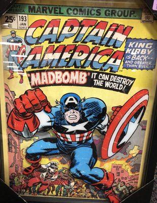 7/28/18 Thinking about getting this for my kid's room. It's cool. In 3D. Captain America painted on the glass with comic book background $13