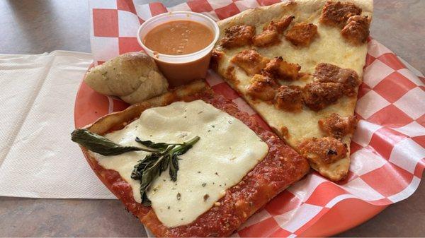 Chicken Vodka Pizza, Grandma Pie, Garlic Knots