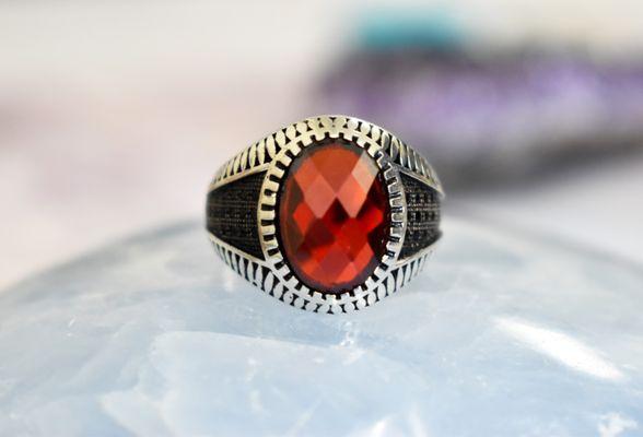 Garnet with Onyx Ring