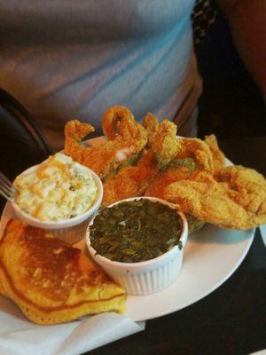 Catfish,greens, potato salad