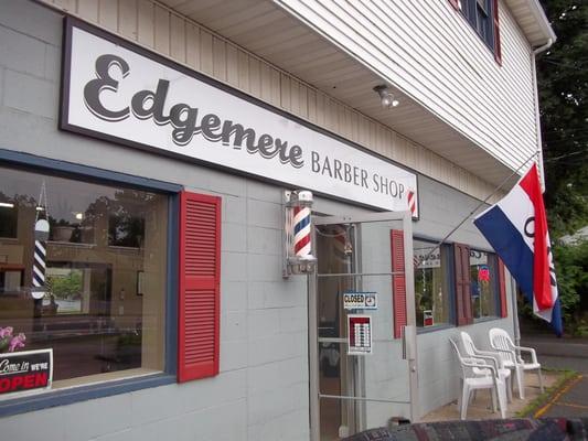 Edgemere Barber Shop,  Easy access, easy parking.  Located directly across from Dunkin' Donuts on Rt.20 in Shrewsbury.